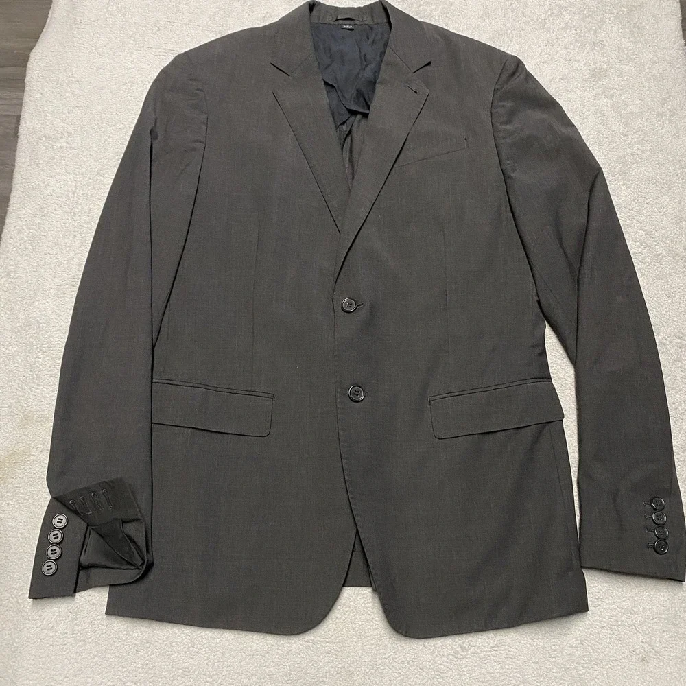 All Saints Blazer Mens Medium Charcoal Gray Wool Blend Stretch 38 Surgeon Cuff‎